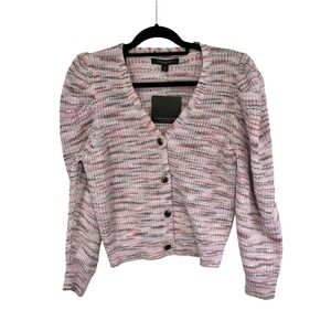 Marc New York Andrew Marc Puff Sleeve Cardigan Womens M Coquette Preppy Girly